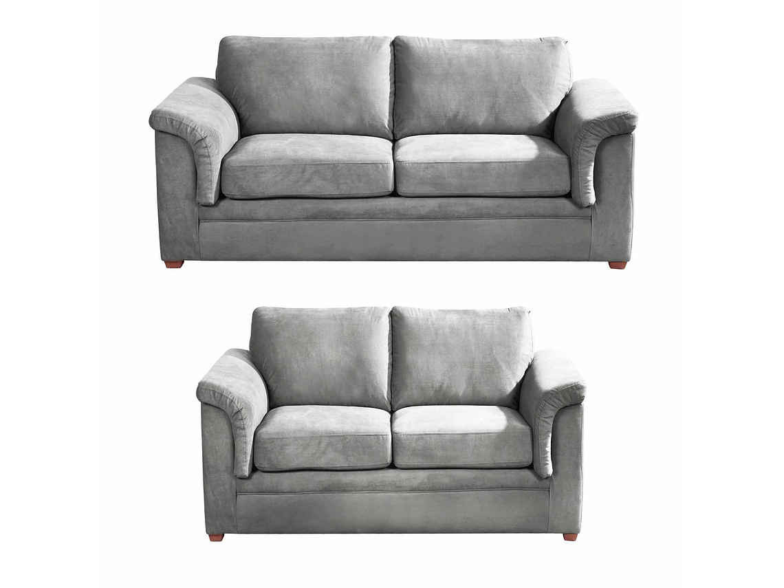 LIVING ANCONA 3-2 TELA VELVET GRIS 1