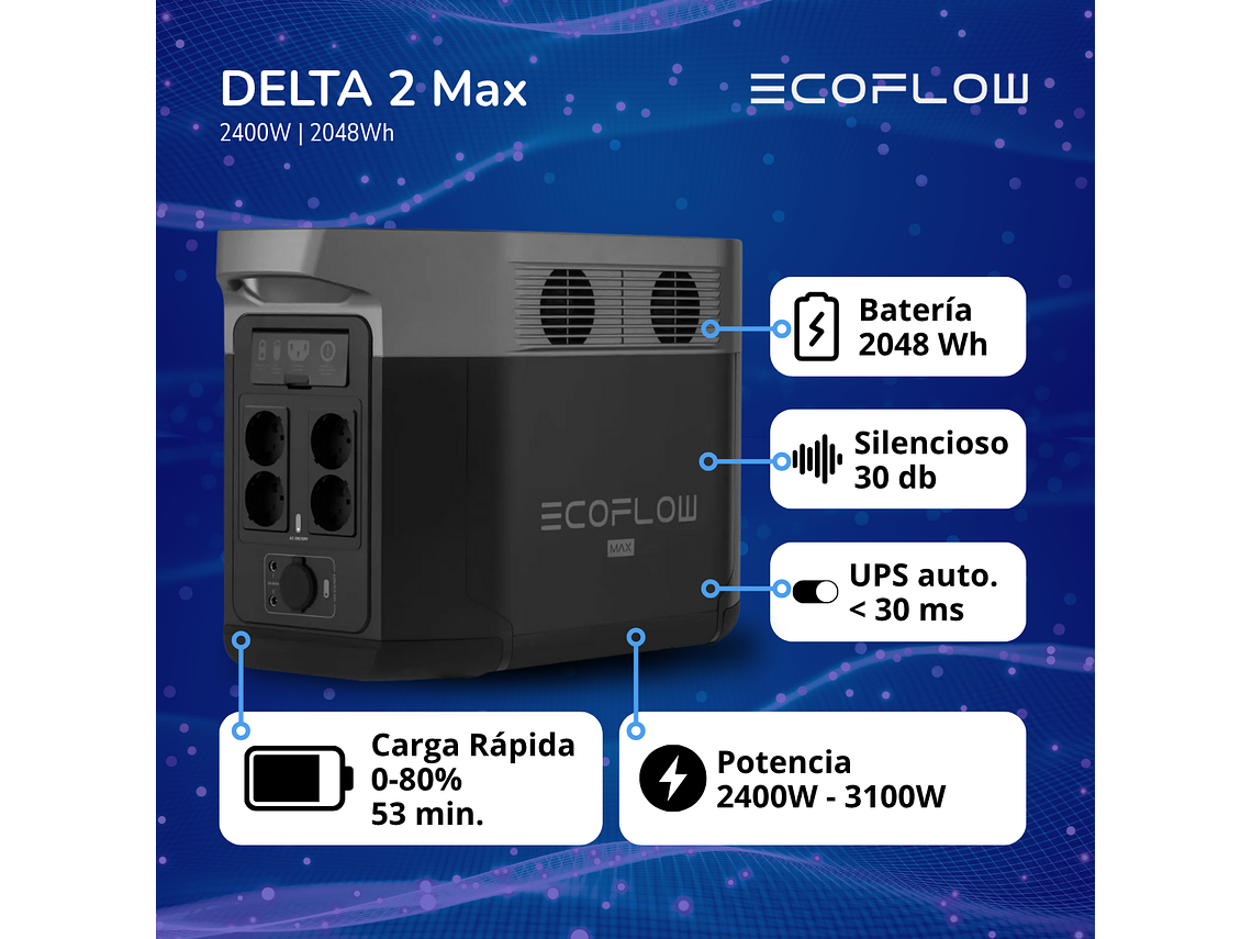 GENERADOR ECOFLOW DELTA 2 MAX 2400W 2048WH 7