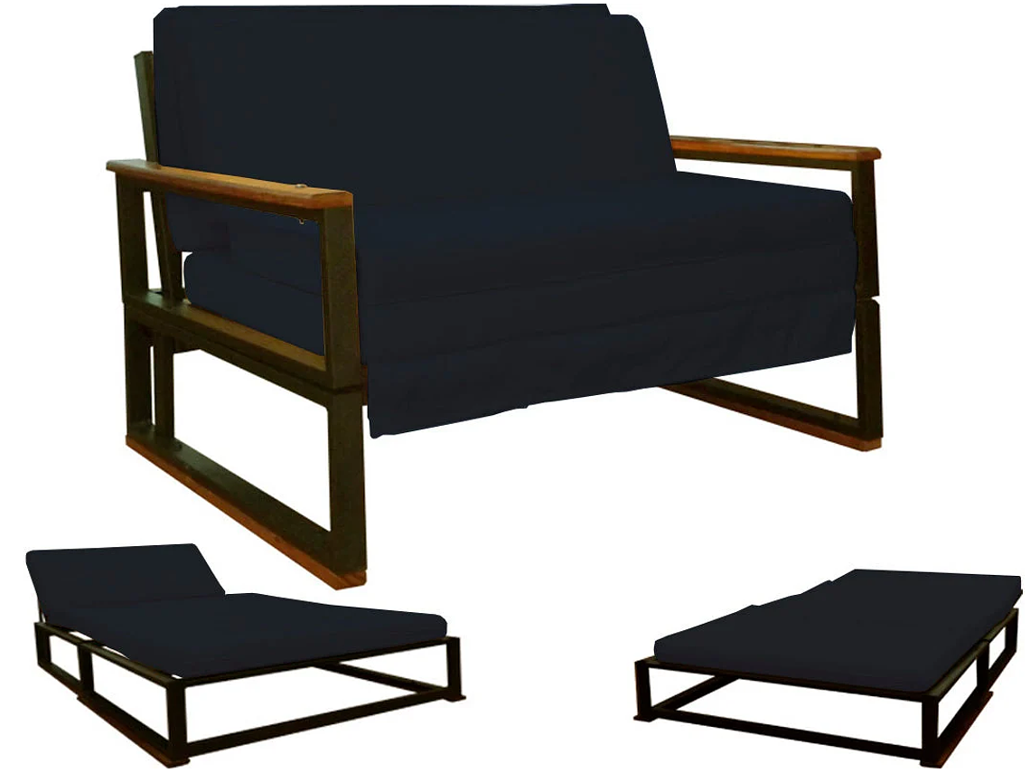 FUTON RECUTEX FOLK ACERO NEGRO 1.5 PLAZA 1