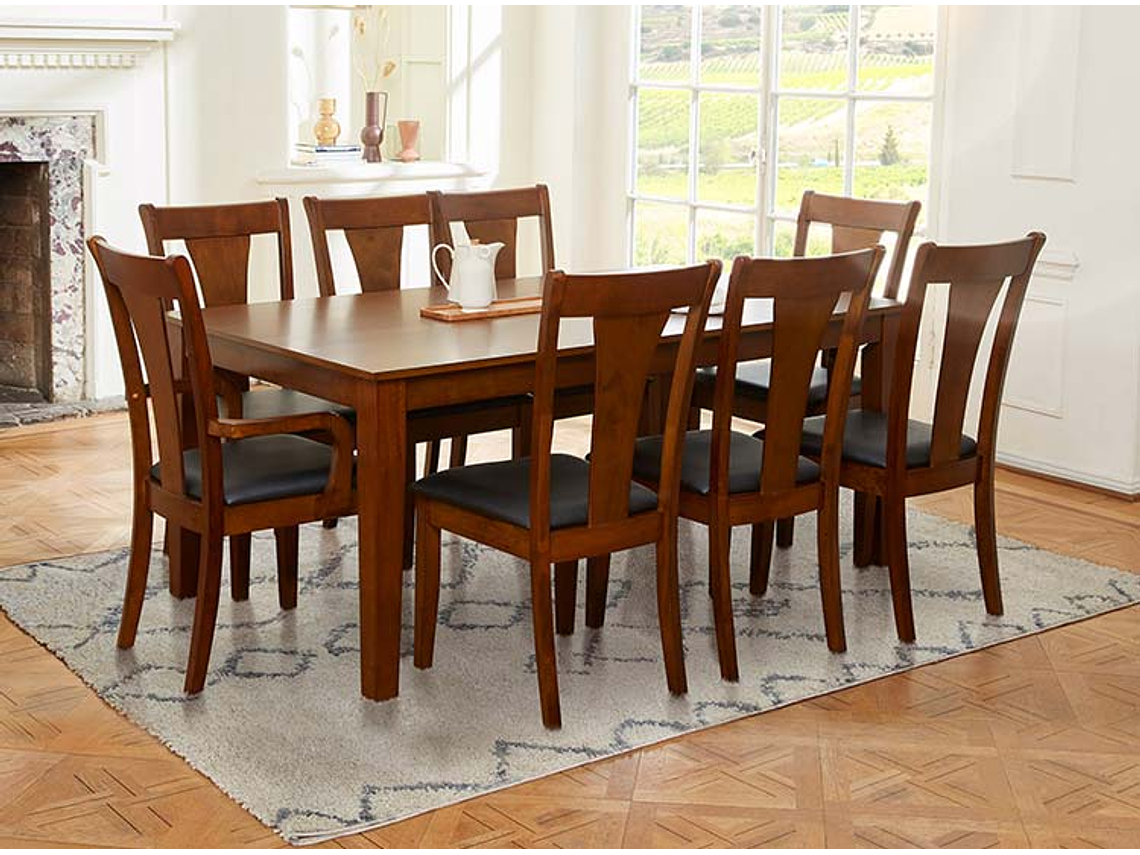 JUEGO DE COMEDOR CIC THOMAS 4 SILLAS 2 SITIALES CAFÉ 9