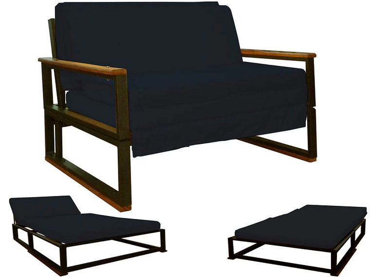 FUTON RECUTEX FOLK ACERO NEGRO 1.5 PLAZA 2