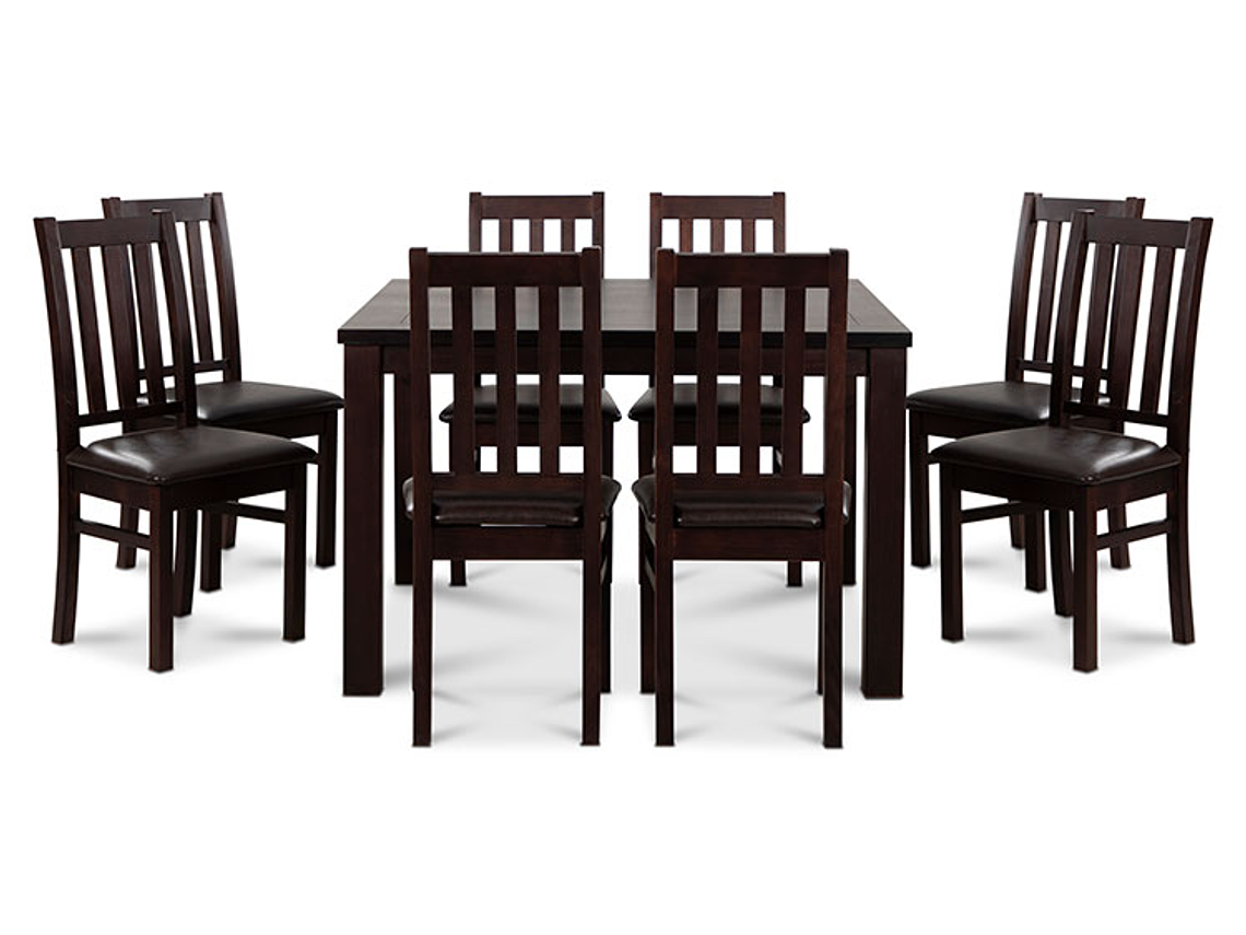 JUEGO DE COMEDOR CIC ÑUBLE 8 SILLAS CHOCOLATE NEGRO 2