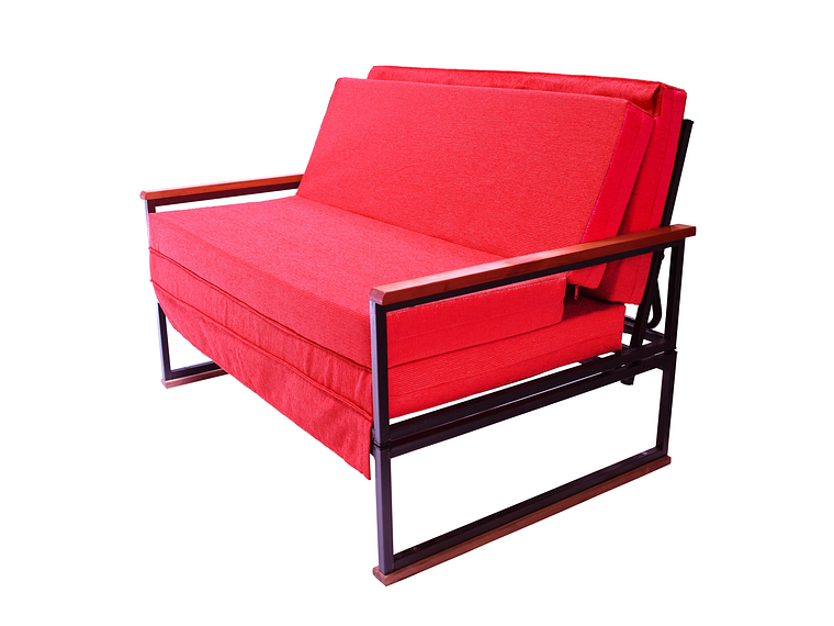 FUTON RECUTEX FOLK ACERO ROJO 1 PLAZA 3
