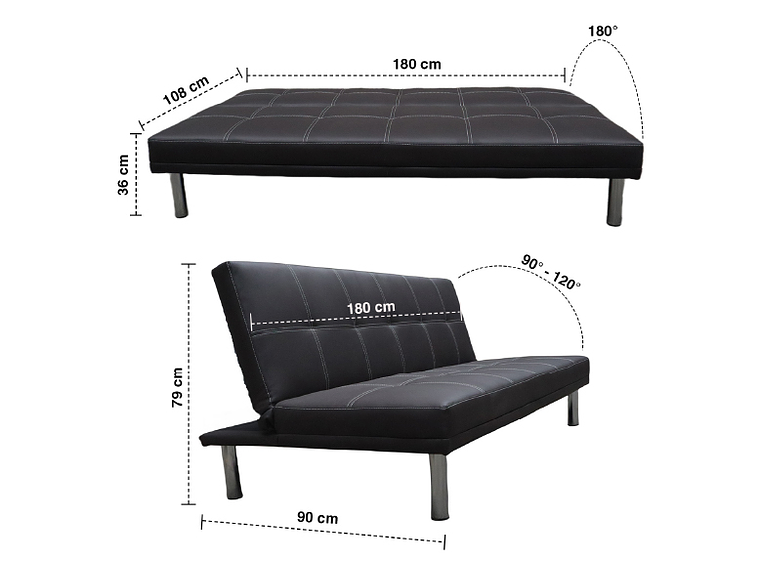 FUTÓN CLYDE 3 CUERPOS NEGRO 3