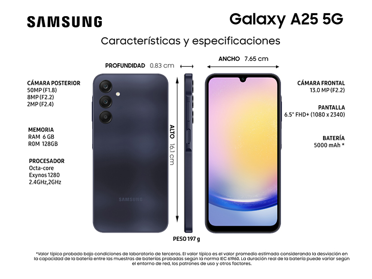 CELULAR SAMSUNG GALAXY A25 5G 128 GB 6 GB RAM 13MP 6.5