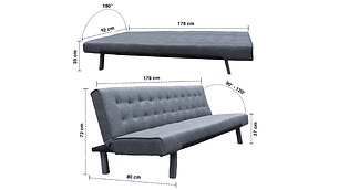 FUTÓN PARKER 3 CUERPOS GRIS