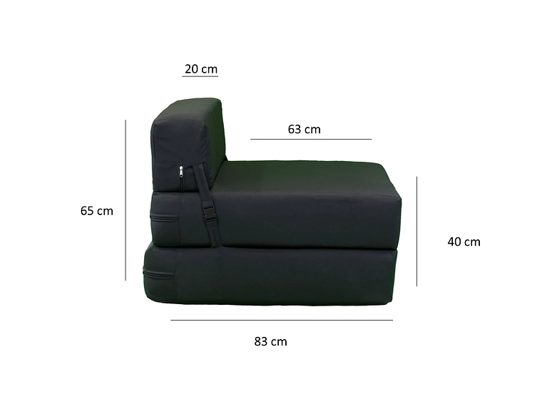 SOFÁ GAEX ESPUMA LINO NEGRO CAMA 2