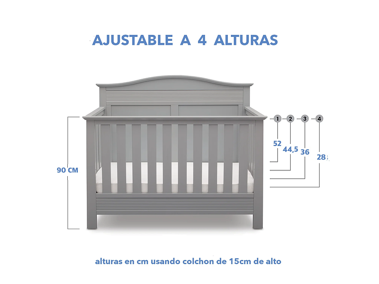CUNA DE MADERA SERTA 4 EN 1 BARRET GRIS 2