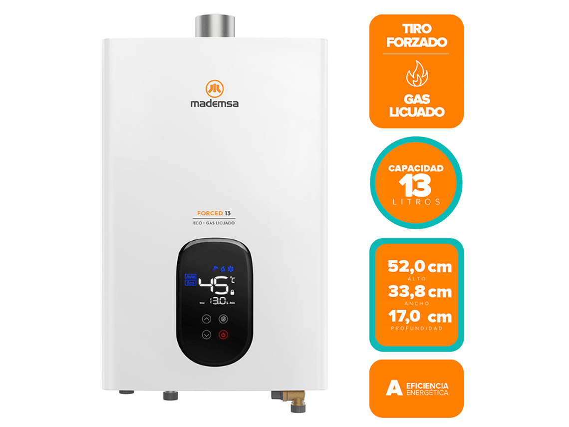 CALEFONT GAS 13L GL FORCED ECO MADEMSA TIRO FORZADO 3