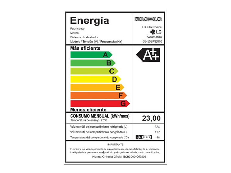 REFRIGERADOR LG BOTTOM FREEZER NO FROST 446 L DOOR COOLING GB45SGP 11