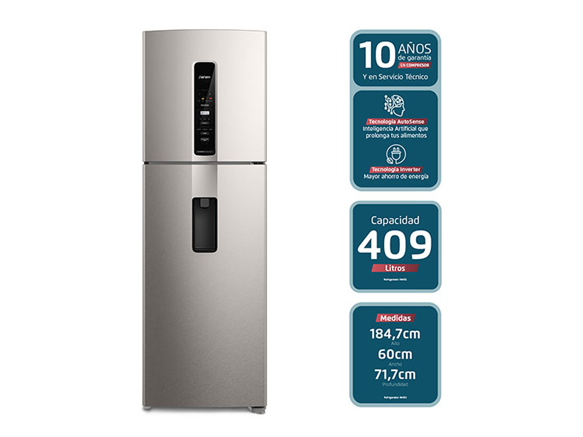 REFRIGERADOR FENSA TOP FREEZER NO FROST 409 L IW45S SILVER 2