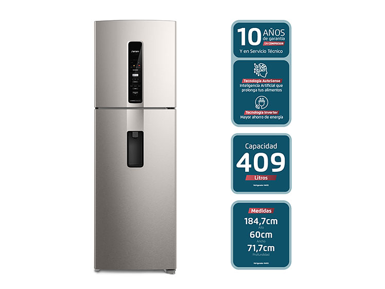 REFRIGERADOR FENSA TOP FREEZER NO FROST 409 L IW45S SILVER 2