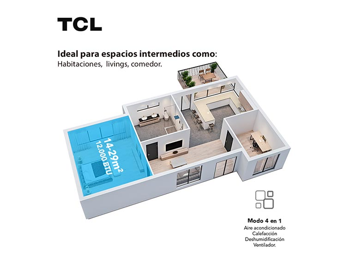 AIRE ACONDICIONADO PORTÁTIL FRÍO/CALOR TCL 12000 BTU 4 EN 1 7