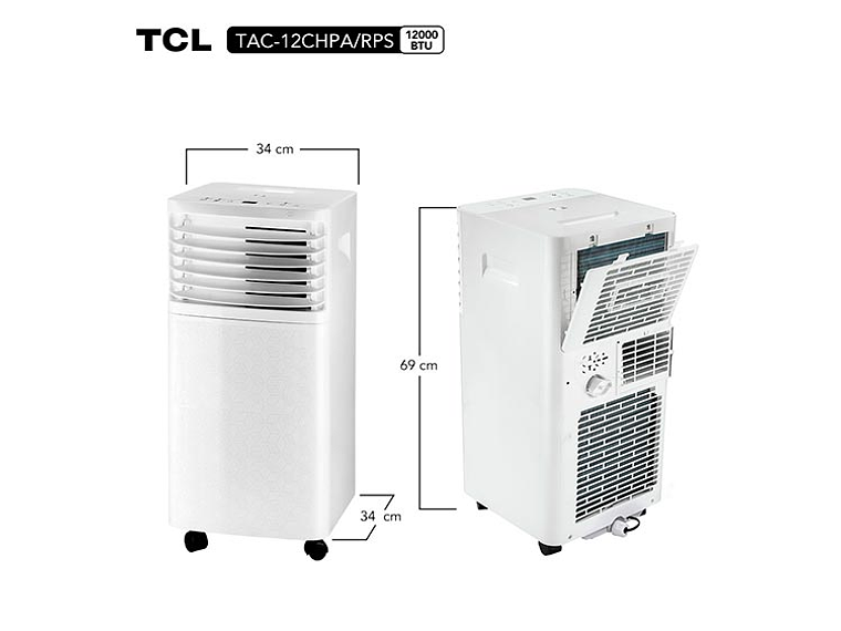 AIRE ACONDICIONADO PORTÁTIL FRÍO/CALOR TCL 12000 BTU 4 EN 1 8
