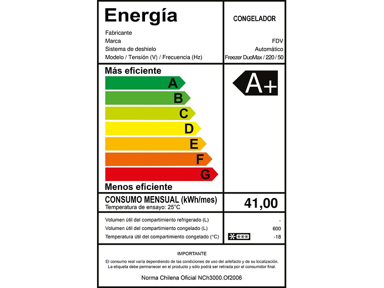REFRIGERADOR O FREEZER DUOMAX 603 LTS FDV 7