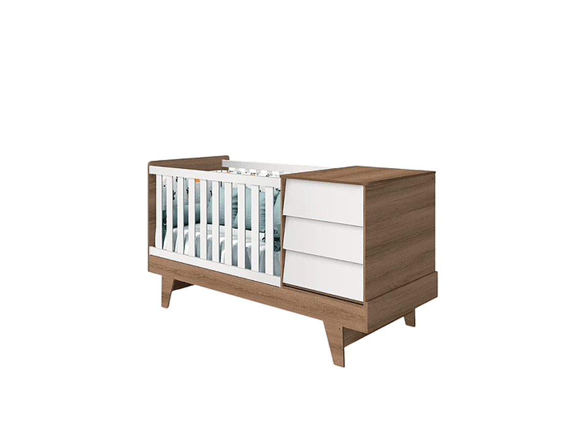 CUNA 3 EN 1 CON COMODA NOAH PRINCE BLANCO CARAMELO 1