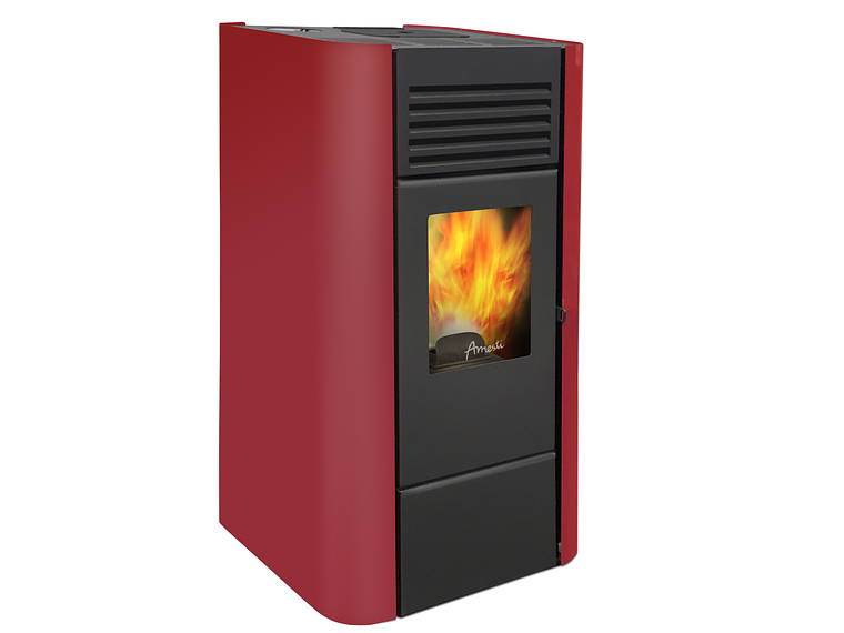 ESTUFA PELLET AMESTI MODELO MILANO ROJO 1