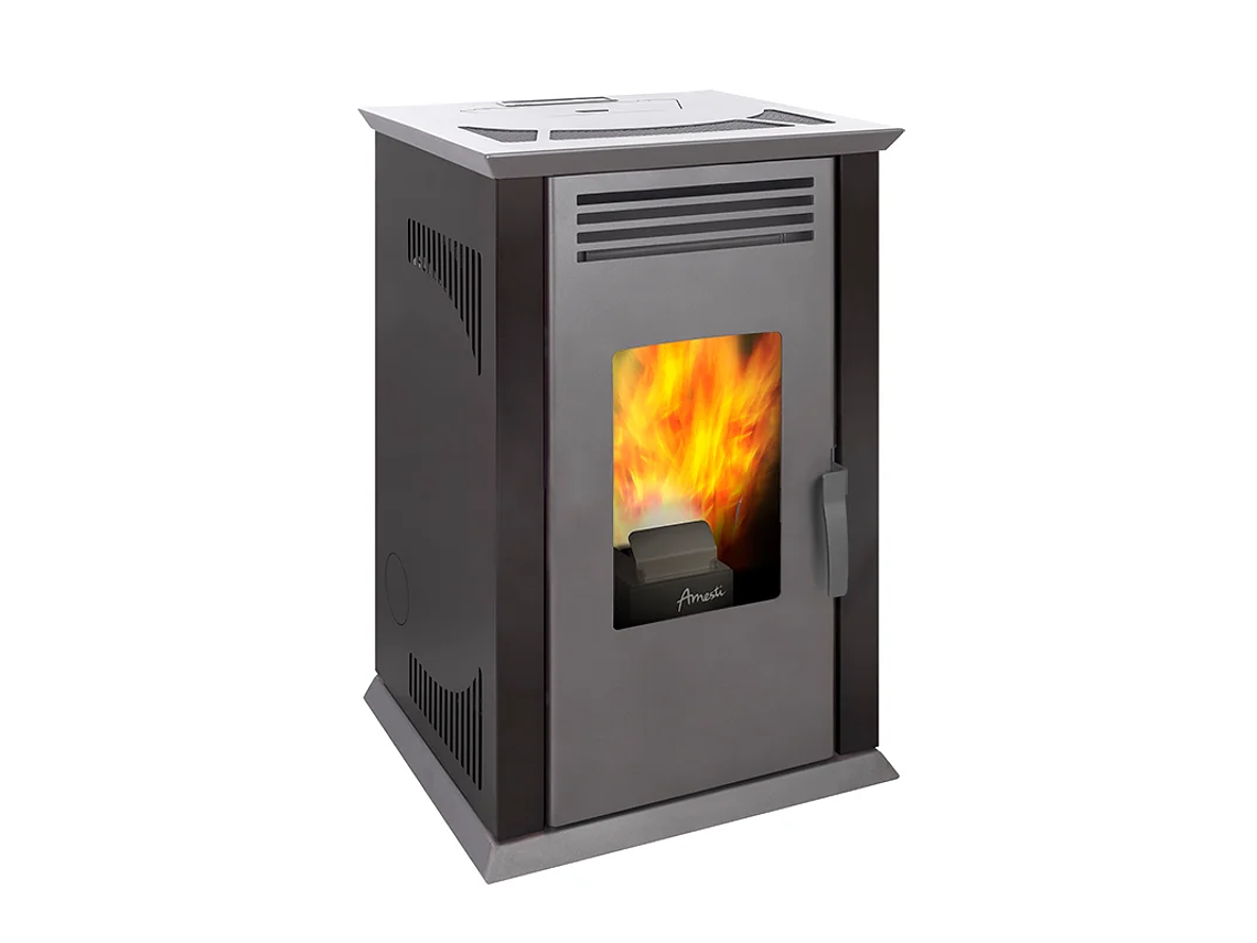 ESTUFA PELLET AMESTI MODELO ITALY 8100 NEGRO SATINADO 1