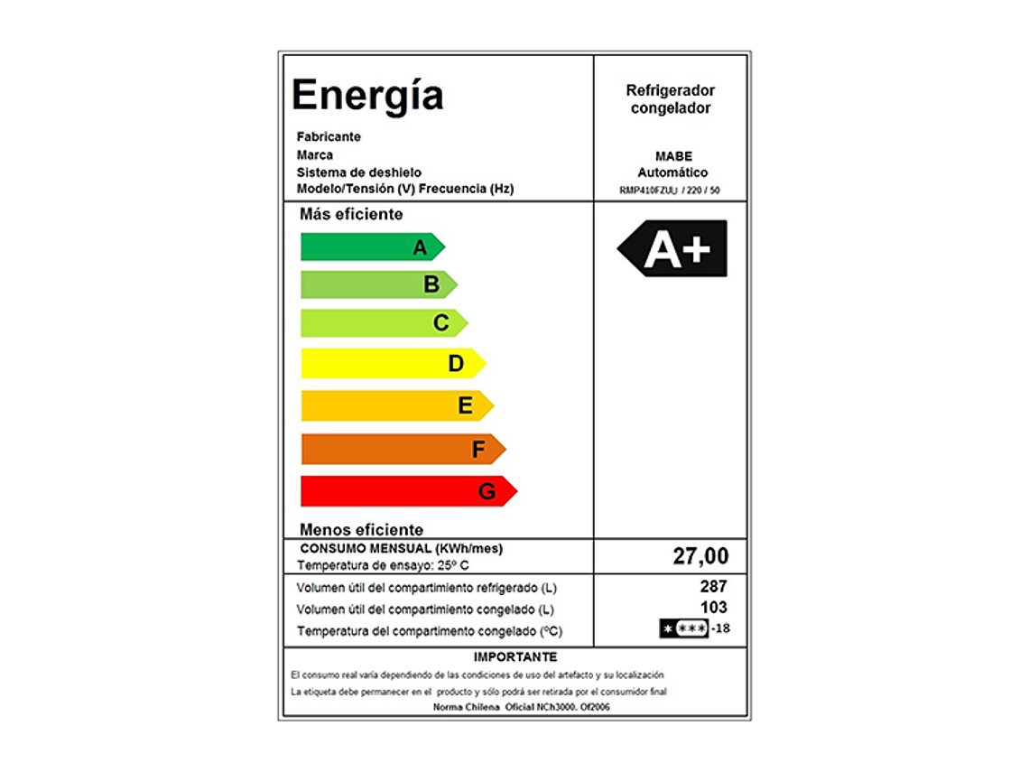 REFRIGERADOR MABE TOP FREEZER NO FROST 390 L RMP410FZUU NF BLACK S 10