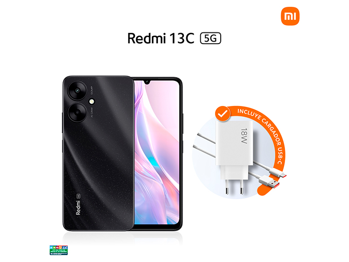 CELULAR XIAOMI REDMI 13C 5G 4GB 128GB 50MP NEGRO 6.74