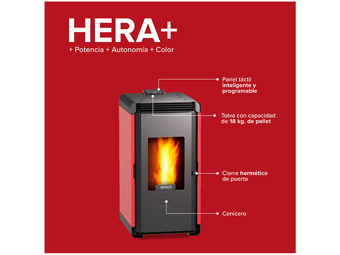  CALEFACTOR A PELLET BOSCA HERA ROJO 7