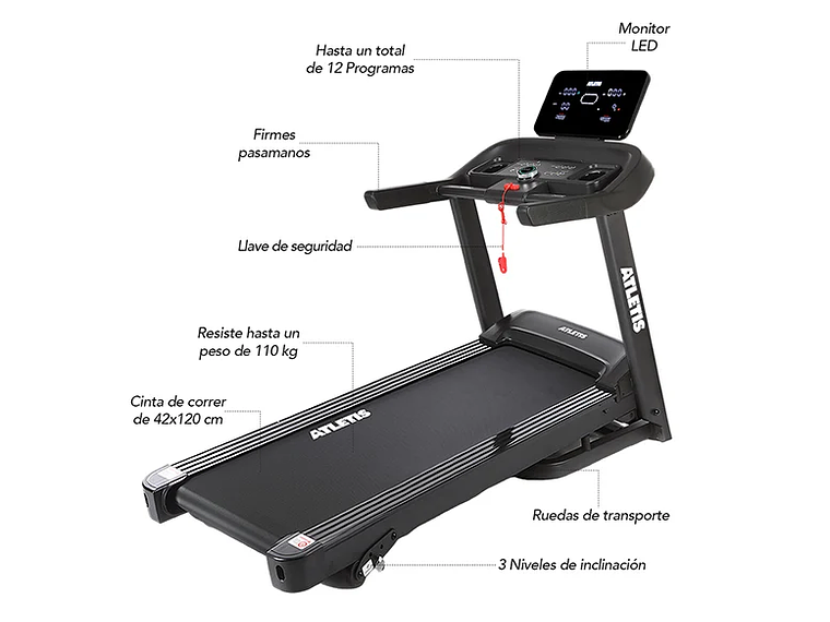 TROTADORA ATLETIS 1638750 14KM/H APEX VII 2.0HP PLEGABLE BLUETOOTH 8