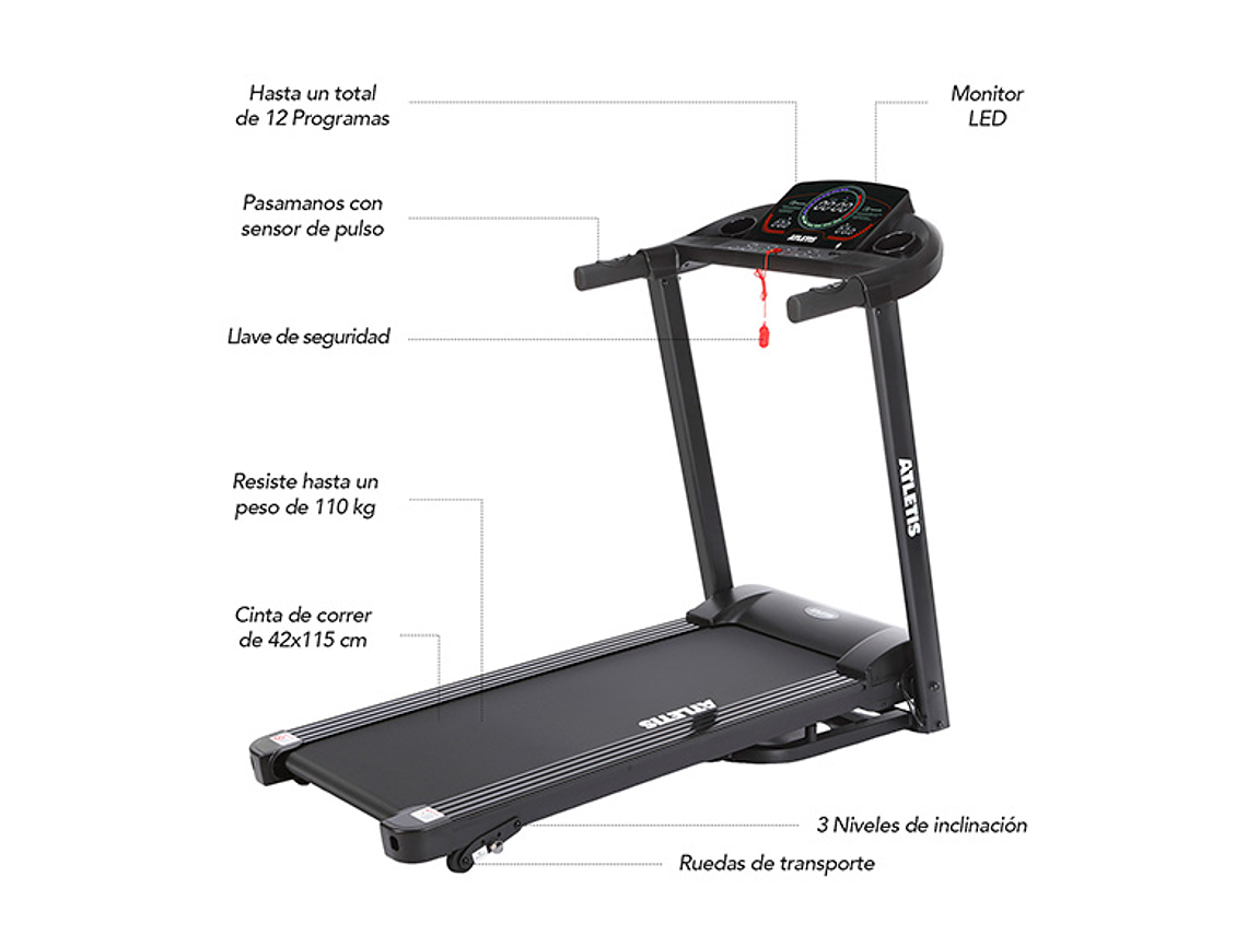 TROTADORA ATLETIS 1638450 14KM/H APEX V 2.0HP PLEGABLE BLUETOOTH NEGRO 7