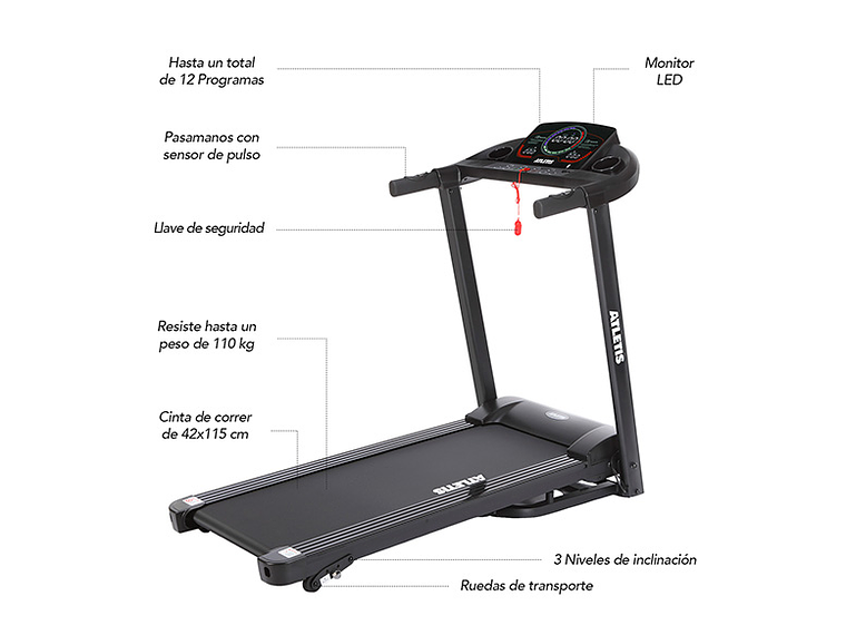 TROTADORA ATLETIS 1638450 14KM/H APEX V 2.0HP PLEGABLE BLUETOOTH NEGRO 7