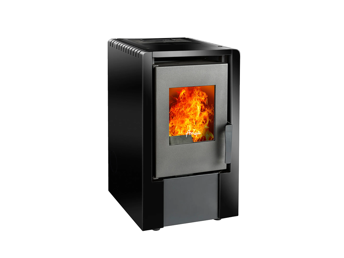 ESTUFA PELLET AMESTI MODELO ITALY 6100 NEGRO SATINADO 1