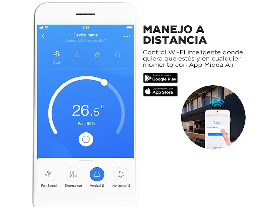 AIRE ACONDICIONADO FRIO-CALOR MIDEA ONOF 18000BTU. 2