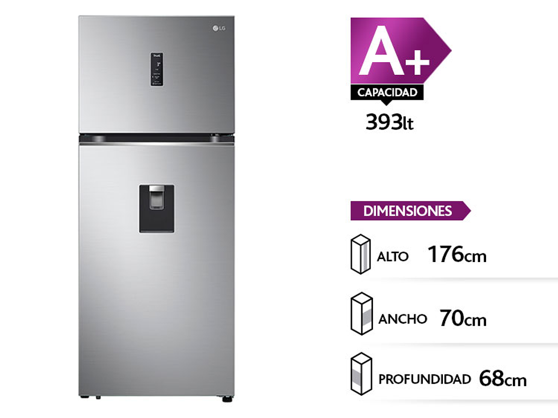REFRIGERADOR LG TOP FREEZER NO FROST 393 L LINEAR COOLING VT40SPP 1