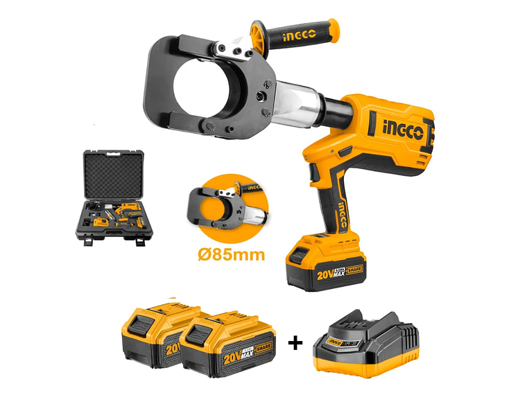 CORTADORA DE CABLES INDUSTRIAL +2 BAT 4AH Y CARG NORMAL 20V/85MM INGCO CRCLI2002 1