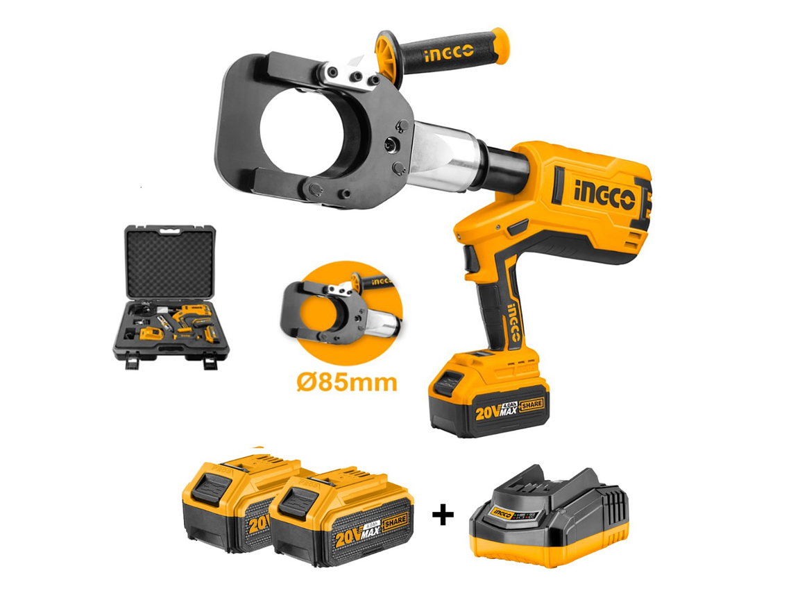 CORTADORA DE CABLES INDUSTRIAL +2 BAT 4AH Y CARG NORMAL 20V/85MM INGCO CRCLI2002 2