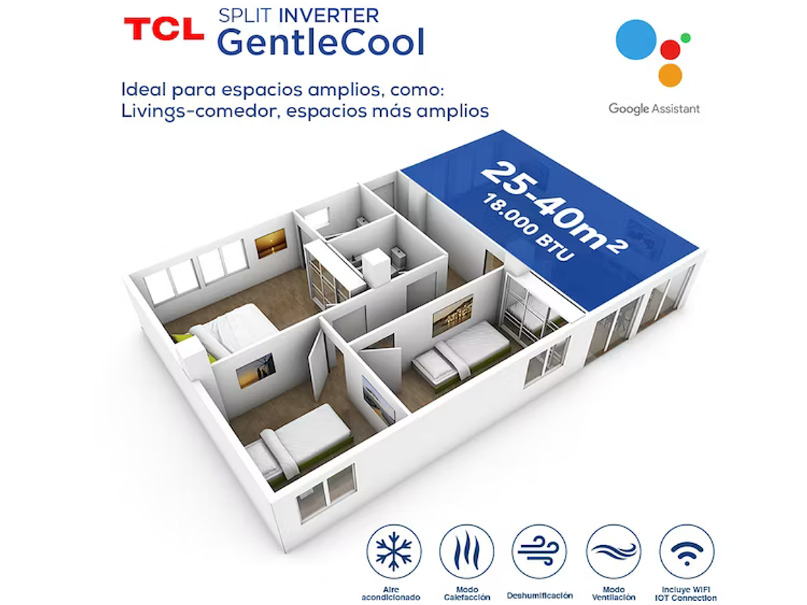 AIRE ACONDICIONADO INVERTER SMART TCL 18000 BTU FRIO/CALOR 4