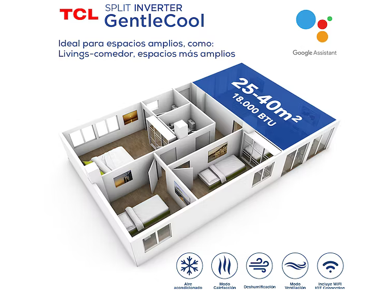AIRE ACONDICIONADO INVERTER SMART TCL 18000 BTU FRIO/CALOR 4