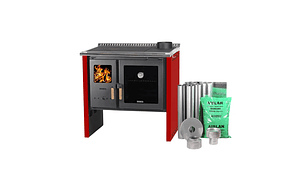 PACK COCINA A LEÑA BOSCA HESTIA 90 ROJO + KIT BASE BOSCA