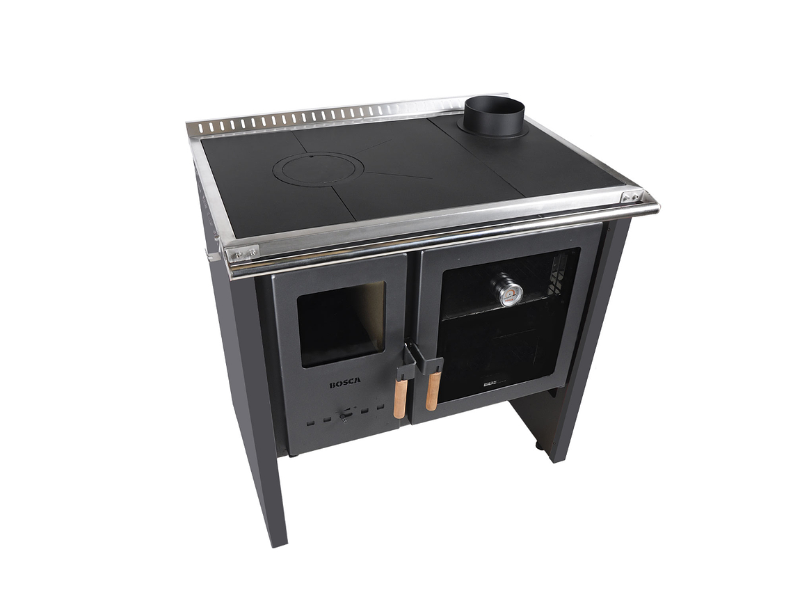 PACK COCINA A LEÑA BOSCA HESTIA 90 CHARCOAL + KIT BASE BOSCA 5