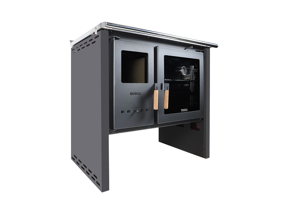 PACK COCINA A LEÑA BOSCA HESTIA 90 CHARCOAL + KIT BASE BOSCA 6