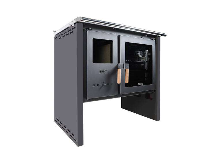 PACK COCINA A LEÑA BOSCA HESTIA 90 CHARCOAL + KIT BASE BOSCA 6