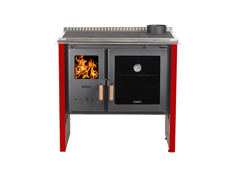 PACK COCINA A LEÑA BOSCA HESTIA 90 ROJO + KIT BASE BOSCA 3