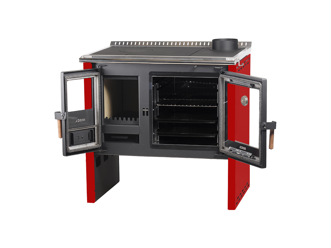 PACK COCINA A LEÑA BOSCA HESTIA 90 ROJO + KIT BASE BOSCA 4