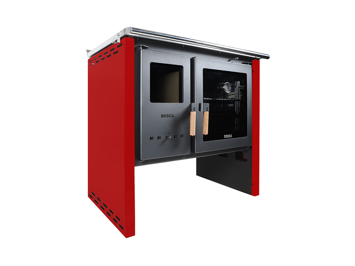 PACK COCINA A LEÑA BOSCA HESTIA 90 ROJO + KIT BASE BOSCA 6