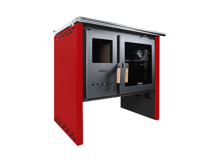 PACK COCINA A LEÑA BOSCA HESTIA 90 ROJO + KIT BASE BOSCA 6