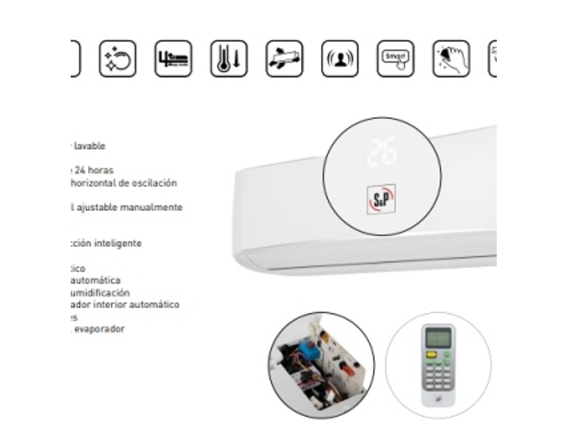AIRE ACONDICIONADO TIPO SPLIT INVERTER DE 12000 BTU MARCA S&P CON WIFI 1