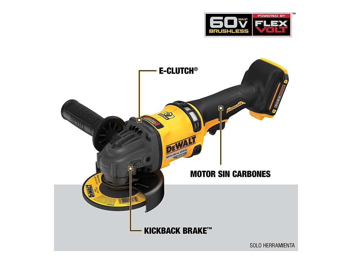 ESMERIL ANGULAR 4 1/2 60V DEWALT DCG418B SIN BATERIAS 1