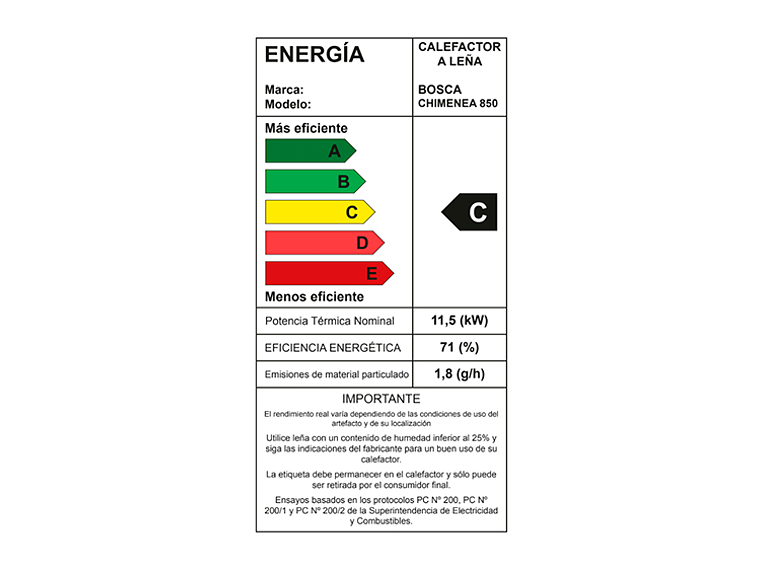 CALEFACTOR A LEÑA BOSCA CHIMENEA FS 850 3