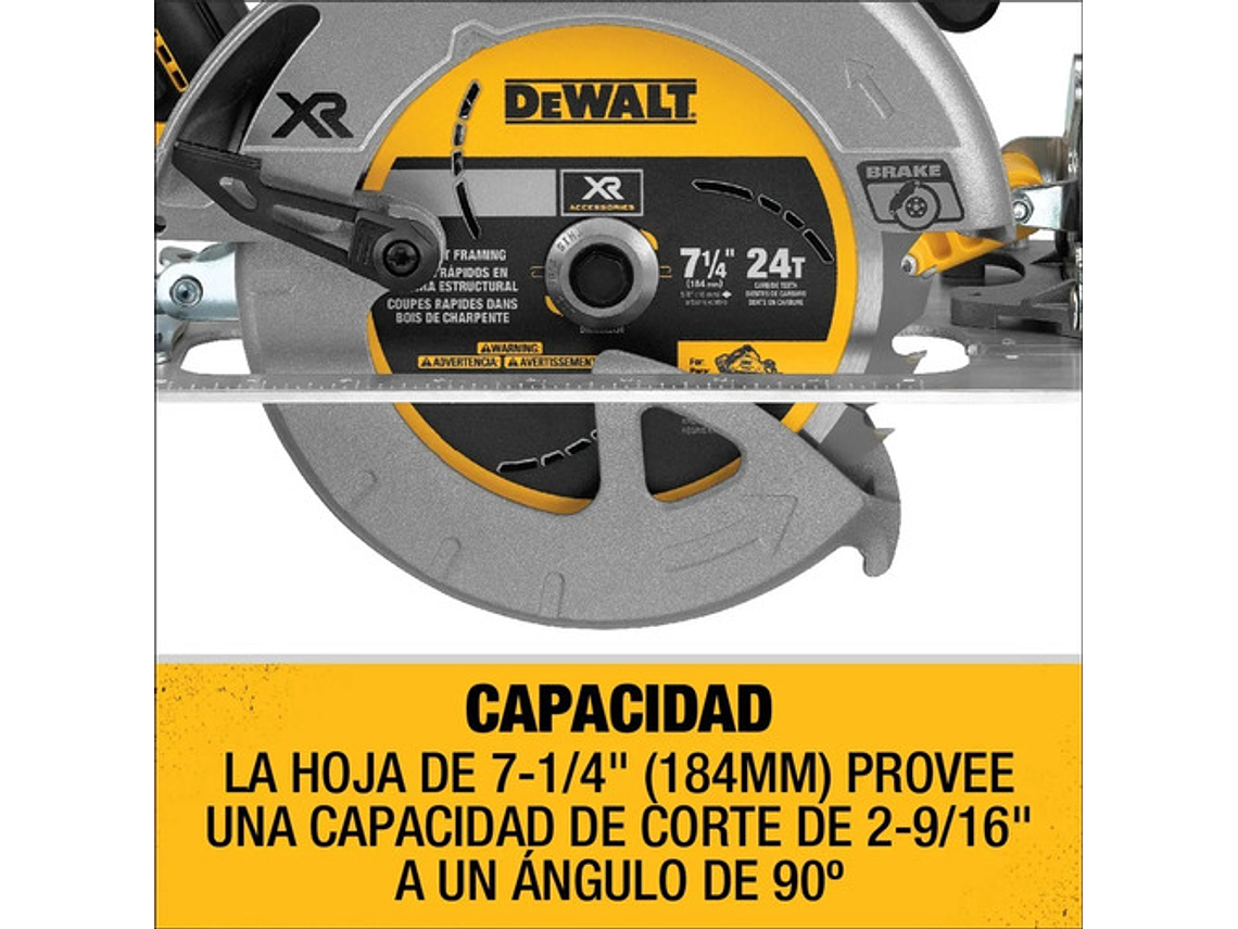 SIERRA DEWALT CIRCULAR 7 1/4 20 V XR DCS570B SIN BATERIAS METAL 7