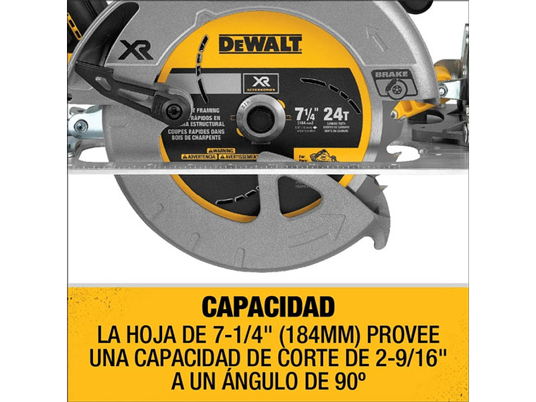 SIERRA DEWALT CIRCULAR 7 1/4 20 V XR DCS570B SIN BATERIAS METAL 7
