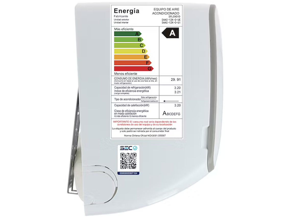AIRE ACONDICIONADO SPLIT 12000 BTU ON/OFF MODO CALEFACCIÓN 7
