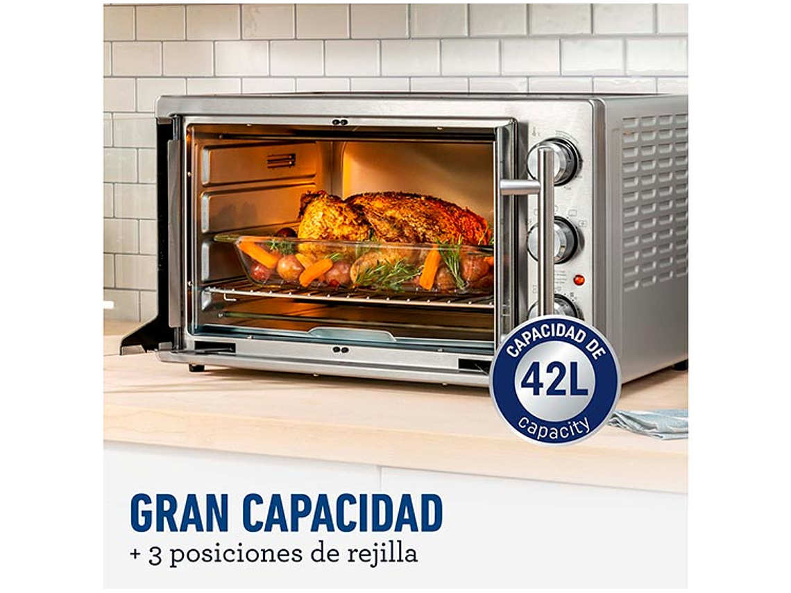 HORNO ELÉCTRICO OSTER 42 L TSSTTVFDMAFNS-052 CON FREIDORA DE AIRE ® PUERTAS ESTILO FRANCÉS 2